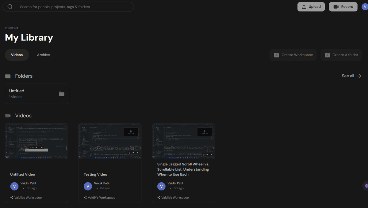 Opal video organization interface