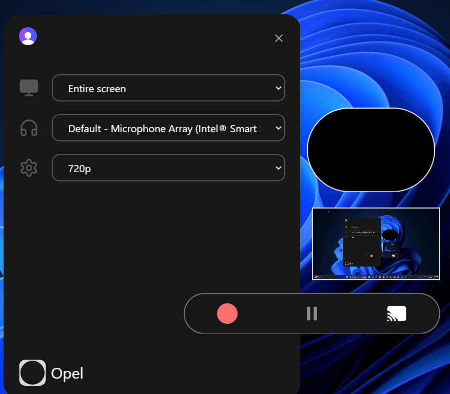 Opal video recording interface